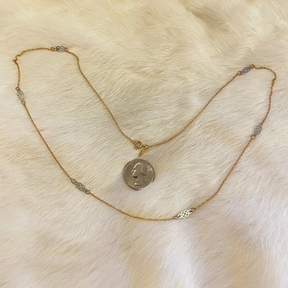 VINtage Sarah Coventry Dainty Mixed Metal Necklace Chain Satellite Signed 6777 - Picture 6 of 8
